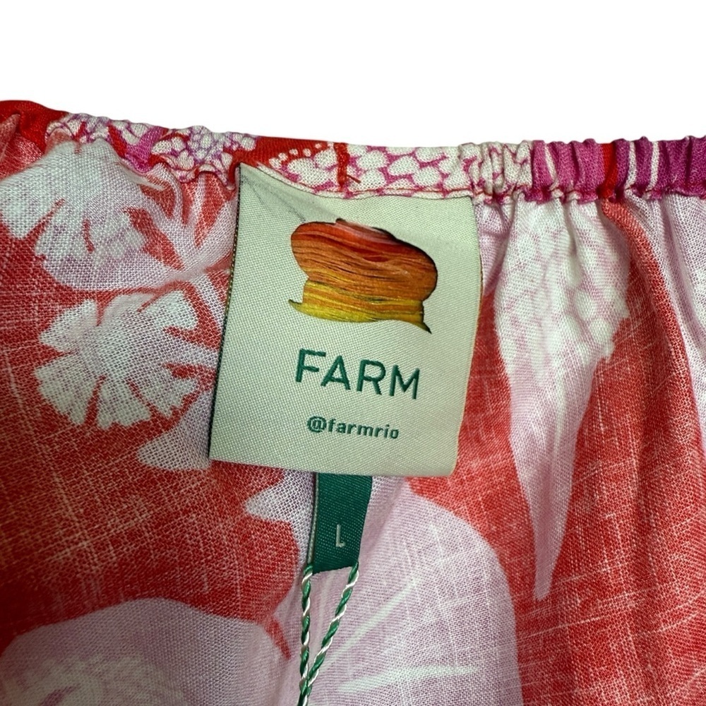 Farm Rio Women's L Red & Pink Dewdrop Floral One-Shoulder Dress Party/Cocktail - Picture 9 of 10